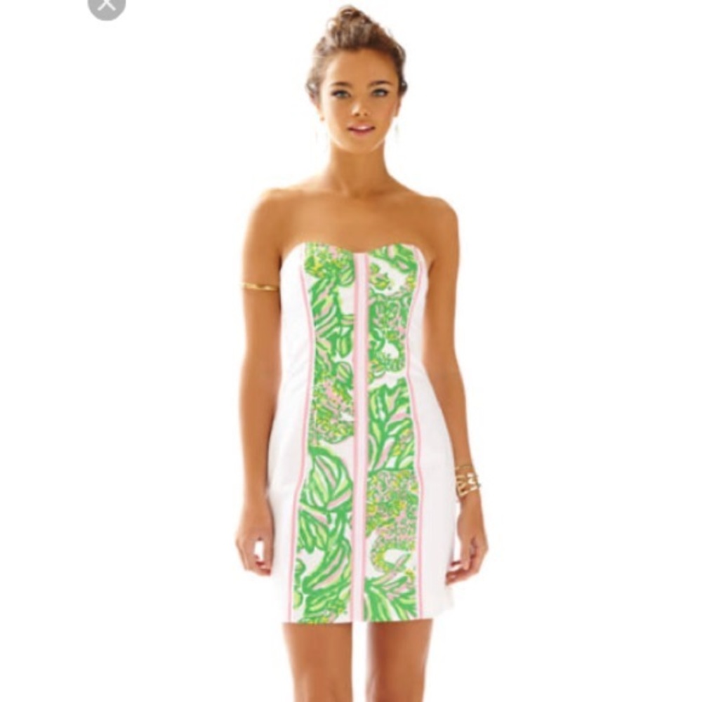 Lilly Pulitzer Seeing Pink Elephants Strapless Drs